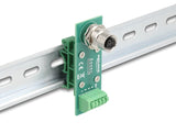 Delock M12 Übergabemodul Adapter A-kodiert 4 Pin Buchse zu 5 Pin Terminalblock für Hutschiene
