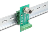 Delock M12 Übergabemodul Adapter A-kodiert 8 Pin Buchse zu 9 Pin Terminalblock für Hutschiene