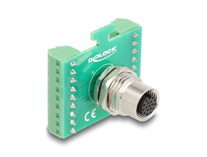 Delock M12 Übergabemodul Adapter A-kodiert 17 Pin Buchse zu 18 Pin Terminalblock zum Einbau