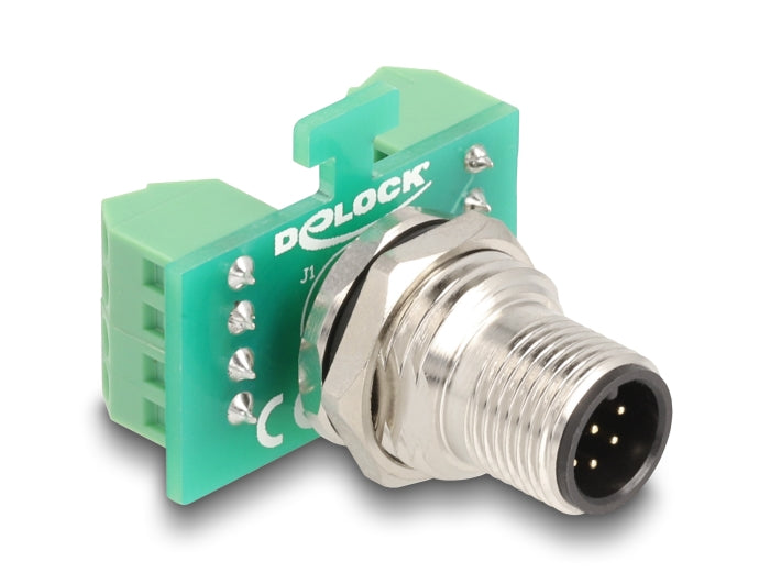 Delock M12 Übergabemodul Adapter A-kodiert 8 Pin Stecker zu 9 Pin Terminalblock zum Einbau
