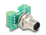 Delock M12 Übergabemodul Adapter A-kodiert 8 Pin Stecker zu 9 Pin Terminalblock zum Einbau