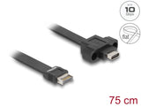 Delock USB 10 Gbps Flachbandkabel Typ-E Key A 20 Pin Stecker zu USB Type-C™ Buchse zum Einbau 75 cm