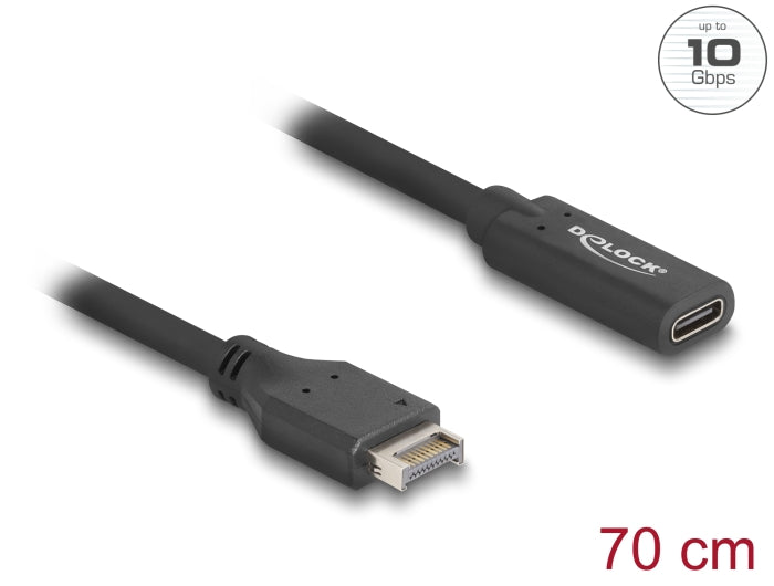Delock USB 10 Gbps Kabel Typ-E Key A 20 Pin Stecker zu USB Type-C™ Buchse 70 cm
