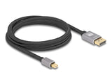 Delock Mini DisplayPort zu DisplayPort Kabel 8K 60 Hz 2 m grau Metall ohne Einrastfunktion
