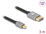 Delock Mini DisplayPort zu DisplayPort Kabel 8K 60 Hz 3 m grau Metall ohne Einrastfunktion