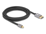 Delock Mini DisplayPort zu DisplayPort Kabel 8K 60 Hz 3 m grau Metall ohne Einrastfunktion