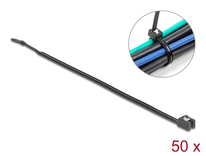 Delock Kabelbinder selbstschneidend L 370 x B 4,8 mm 50 Stück schwarz