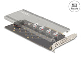 Delock PCI Express 4.0 x16 Karte zu 4 x intern NVMe M.2 Key M mit Kühlkörper und Lüfter - Bifurcation