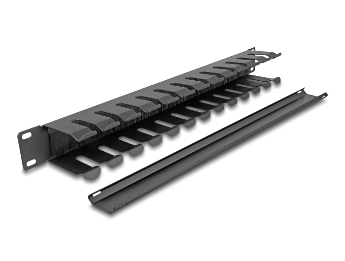 Delock 19″ Kabelmanagement Rangierpanel mit Bürste und 2 Öffnungen 1 HE schwarz