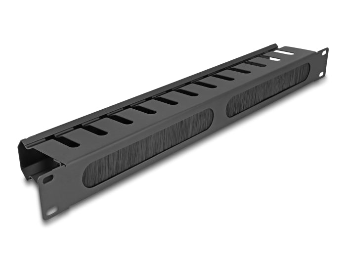 Delock 19″ Kabelmanagement Rangierpanel mit Bürste und 2 Öffnungen 1 HE schwarz