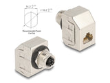 Delock M12 Adapter X-kodiert 8 Pin Buchse zu RJ45 Buchse Cat.6A STP Metall