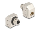 Delock M12 Adapter X-kodiert 8 Pin Buchse zu RJ45 Buchse Cat.6A STP Metall