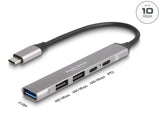 Delock 4 Port Slim USB Type-C™ Hub mit 1 x USB 10 Gbps Typ-A + 2 x USB 2.0 Typ-A + 1 x USB 2.0 USB Type-C™ und PD 95 W