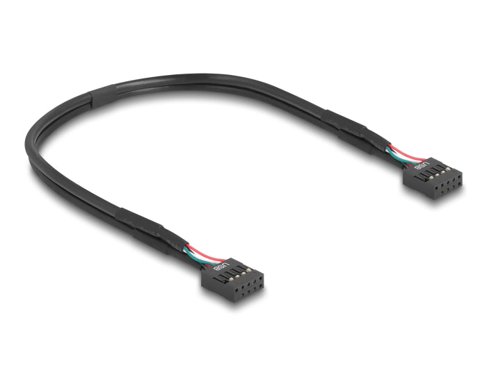 Delock USB 2.0 Adapter Pfostenstecker zu 2 x intern USB Type-E Key A Buchse gewinkelt magnetisch mit USB Pin Header Kabel 30 cm