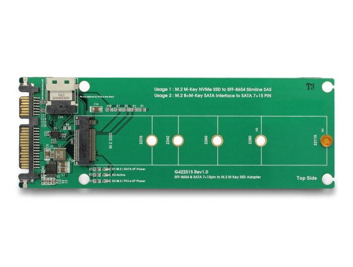 Delock U.2 SFF-8654 oder SATA Konverter zu 1 x M.2 Key M Slot