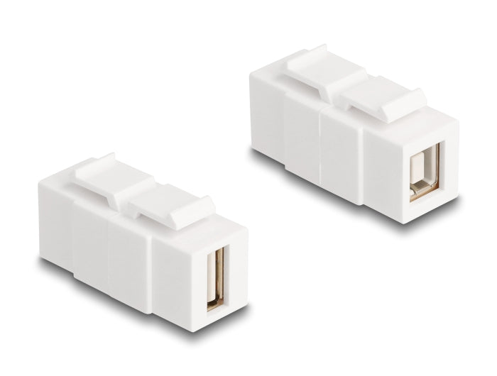 Delock Keystone Modul USB 2.0 Typ-A Buchse zu USB 2.0 Typ-B Buchse beidseitig einbaubar weiß