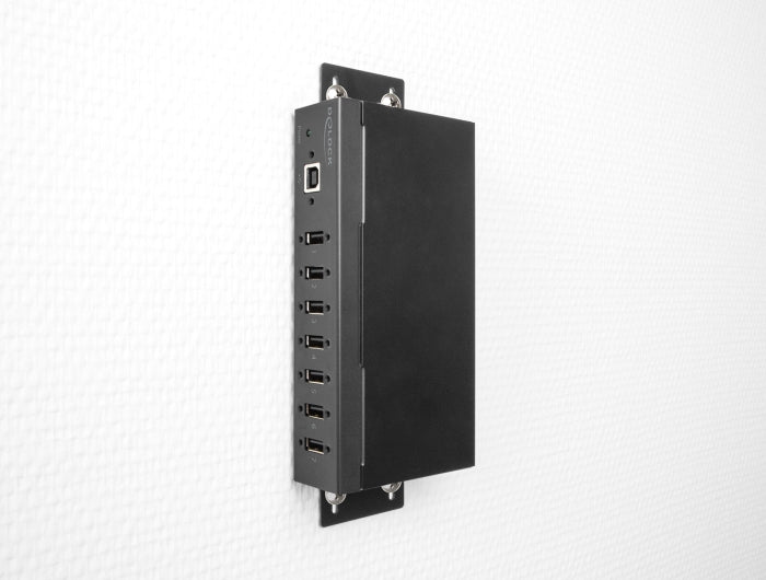 Delock Industrie Hub 7 x USB 2.0 Typ-A mit 15 kV ESD Schutz und Hutschienenbefestigung