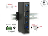 Delock Externer Industrie Hub 4 x USB 5 Gbps Typ-A mit 20 kV ESD Schutz