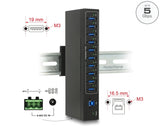 Delock Externer Industrie Hub 10 x USB 5 Gbps Typ-A mit 20 kV ESD Schutz