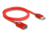 Delock DisplayPort Verlängerungskabel 8K 60 Hz 1 m rot Metall ohne Einrastfunktion