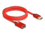 Delock DisplayPort Verlängerungskabel 8K 60 Hz 2 m rot Metall ohne Einrastfunktion