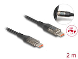Delock USB 2.0 Daten- und Schnellladekabel USB Type-C™ Stecker zu Stecker PD 3.0 100 W mit Leistungsanzeige transparent 2 m