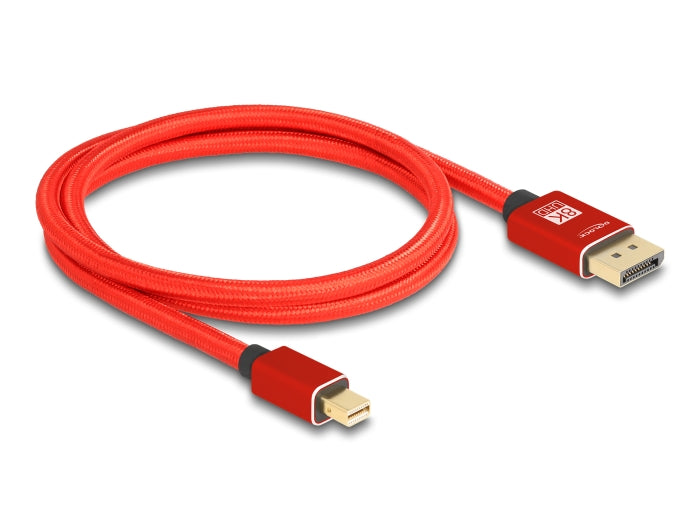 Delock Mini DisplayPort zu DisplayPort Kabel 8K 60 Hz 1 m rot Metall ohne Einrastfunktion