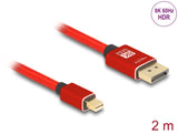 Delock Mini DisplayPort zu DisplayPort Kabel 8K 60 Hz 2 m rot Metall ohne Einrastfunktion