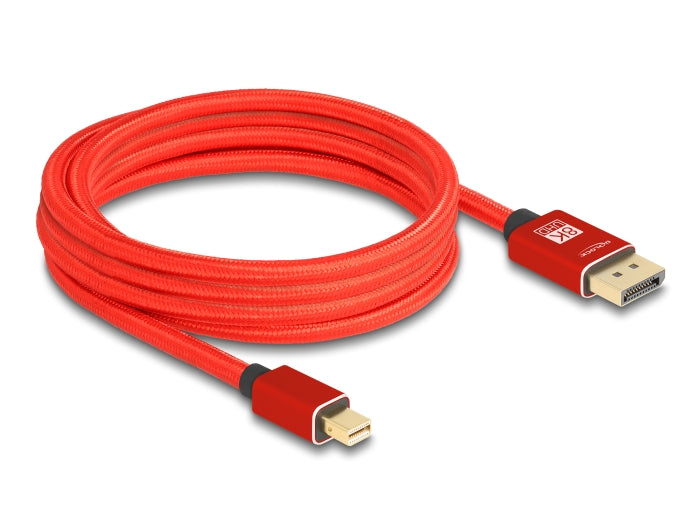 Delock Mini DisplayPort zu DisplayPort Kabel 8K 60 Hz 3 m rot Metall ohne Einrastfunktion