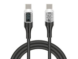 Delock USB 2.0 Daten- und Schnellladekabel USB Type-C™ Stecker zu Stecker PD 3.0 100 W mit Leistungsanzeige transparent 2 m