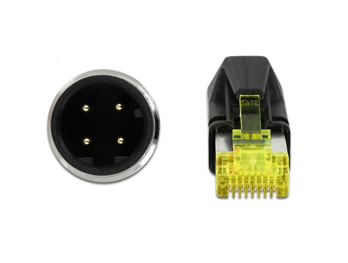 Delock Netzwerkkabel M12 4 Pin D-kodiert zu RJ45 Hirose Stecker TPU 2 m