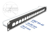 Delock 19″ D-Typ Patchpanel mit Entlastungsschiene 16 Port 1 HE schwarz