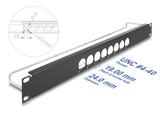 Delock 19″ D-Typ Patchpanel mit Entlastungsschiene 8 Port mittig 1 HE schwarz