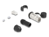 RJ45 Modularer Stecker Cat.6A zur Eigenmontage mit robusten Kabelsteckergehäuse und Schutzkappe passend für die Delock Durchführungskupplungen 67061 und 67062 IP66 staub- und wasserdicht