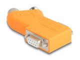 Delock D-Sub 9 Stecker und Buchse zu M12 Stecker und Buchse A-kodiert 5 pin CAN Bus Verteiler 35° orange