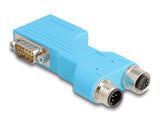 Delock D-Sub 9 Stecker und Buchse zu M12 Stecker und Buchse A-kodiert 5 pin CAN Bus Verteiler 90° blau