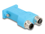 Delock D-Sub 9 Buchse zu M12 Stecker und Buchse A-kodiert 5 Pin CAN Bus Verteiler 180° blau