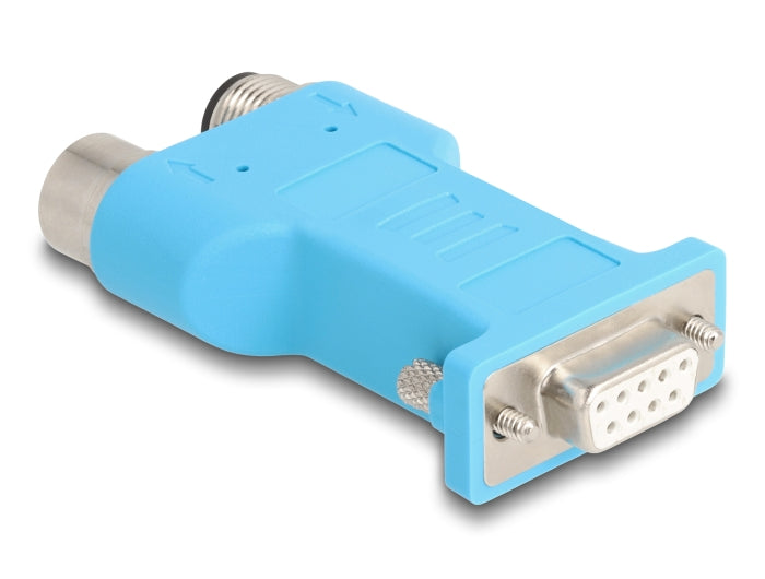 Delock D-Sub 9 Buchse zu M12 Stecker und Buchse A-kodiert 5 Pin CAN Bus Verteiler 180° blau
