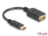Delock Adapterkabel USB 2.0 Type-C™ Stecker > USB 2.0 Typ-A Buchse 15 cm schwarz