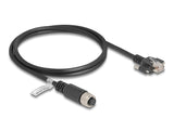 Delock M12 Kabel A-kodiert 8 Pin Buchse zu RJ45 Stecker mit Schrauben Cat.5e FTP 1 m schwarz