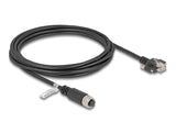 Delock M12 Kabel A-kodiert 8 Pin Buchse zu RJ45 Stecker mit Schrauben Cat.5e FTP 3 m schwarz