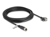 Delock M12 Kabel A-kodiert 8 Pin Buchse zu RJ45 Stecker mit Schrauben Cat.5e FTP 5 m schwarz