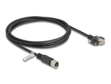 Delock M12 Kabel D-kodiert 4 Pin Buchse zu RJ45 Stecker mit Schrauben Cat.5e FTP 2 m schwarz