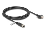 Delock M12 Kabel D-kodiert 4 Pin Buchse zu RJ45 Stecker mit Schrauben Cat.5e FTP 3 m schwarz