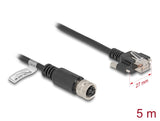 Delock M12 Kabel D-kodiert 4 Pin Buchse zu RJ45 Stecker mit Schrauben Cat.5e FTP 5 m schwarz