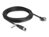 Delock M12 Kabel D-kodiert 4 Pin Buchse zu RJ45 Stecker mit Schrauben Cat.5e FTP 5 m schwarz