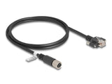 Delock M12 Kabel X-kodiert 8 Pin Buchse zu RJ45 Stecker mit Schrauben Cat.6A S/FTP 1 m schwarz