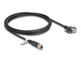 Delock M12 Kabel X-kodiert 8 Pin Buchse zu RJ45 Stecker mit Schrauben Cat.6A S/FTP 2 m schwarz