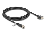 Delock M12 Kabel X-kodiert 8 Pin Buchse zu RJ45 Stecker mit Schrauben Cat.6A S/FTP 3 m schwarz