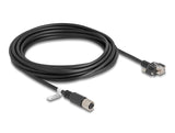 Delock M12 Kabel X-kodiert 8 Pin Buchse zu RJ45 Stecker mit Schrauben Cat.6A S/FTP 5 m schwarz